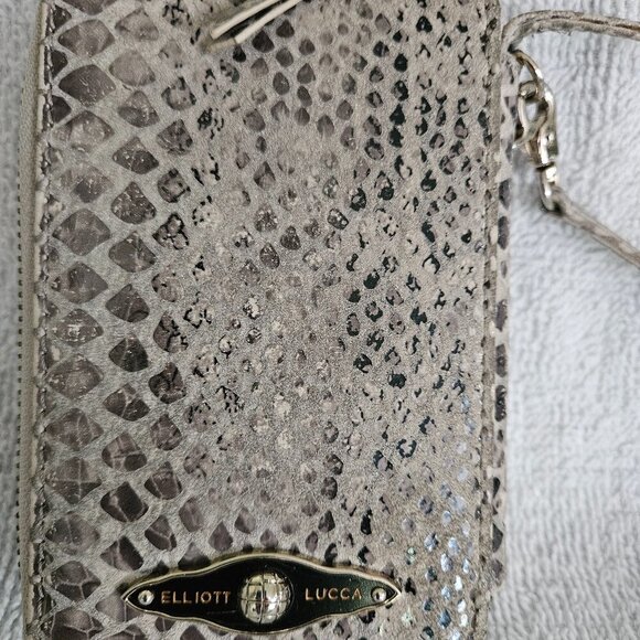 Elliott Lucca Taupe Snakeskin Leather Wallet - Picture 1 of 8